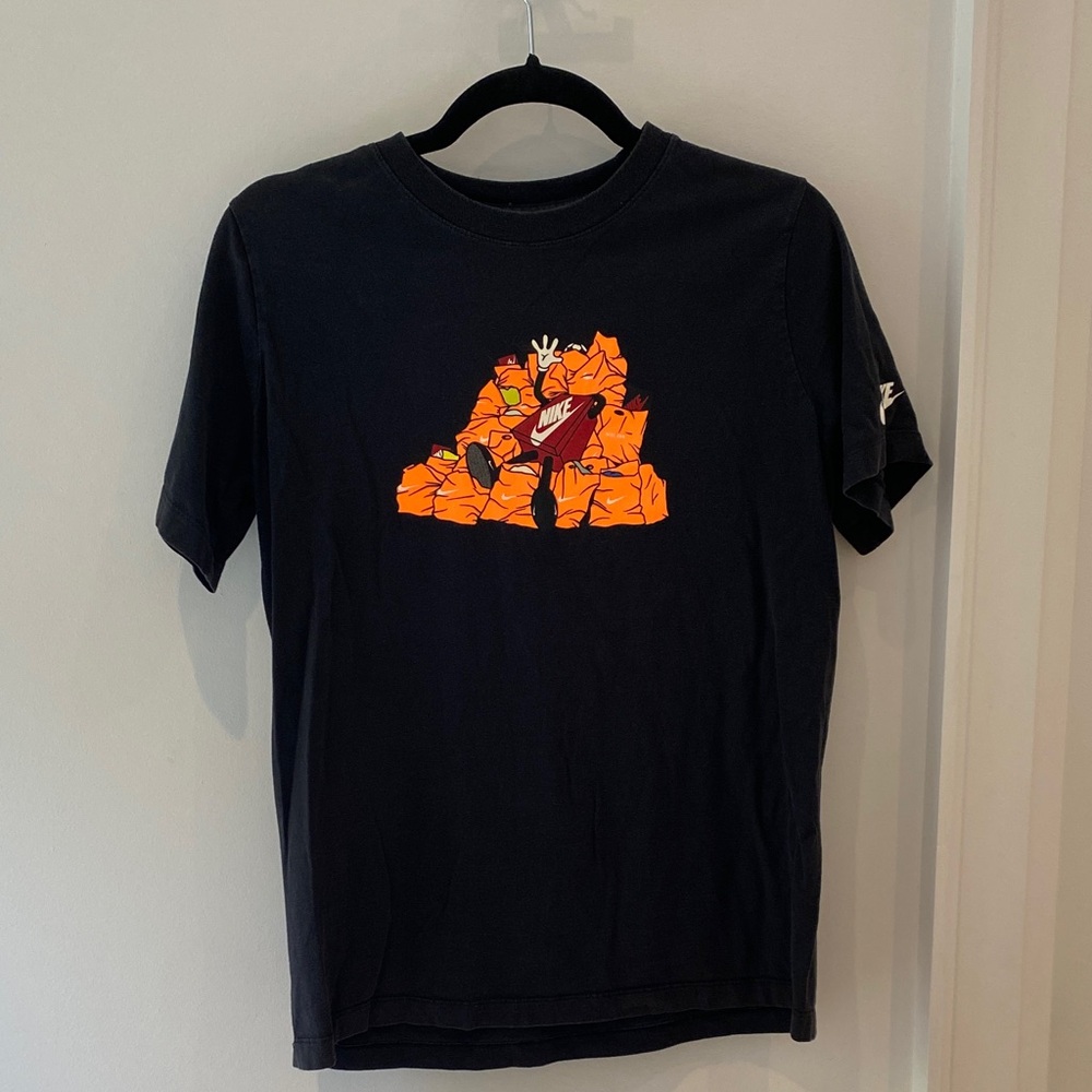 Nike Black Tee with Bold Orange Design